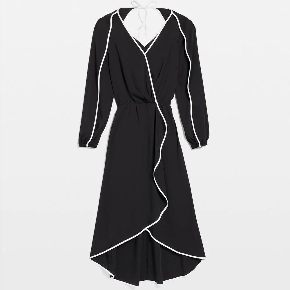 WHBM $170 Contrast Ruffle Midi Dress